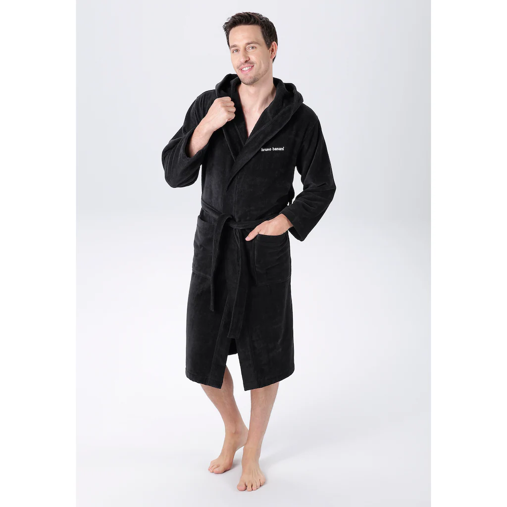 Bruno Banani Unisex-Bademantel »Daniel ideal für Sauna & Spa Hotelbademantel Morgenmantel« (1 St.) Damen & Herren Bademantel lang mit Taschen S-5XL
