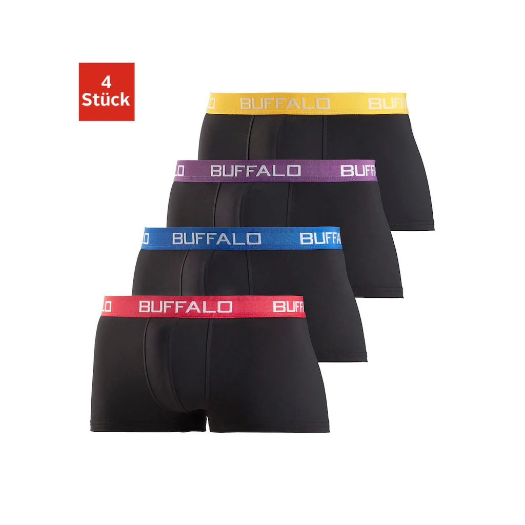 Buffalo Hipster (Packung 4 St.) knapp sitzende Boxershorts mit Kontrastbund aus Baumwollmischung