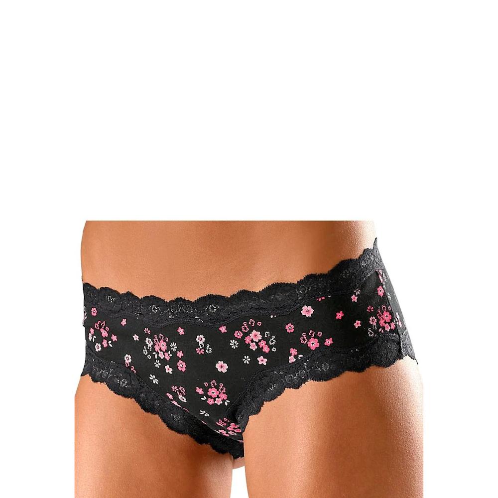 Buffalo Panty (3er-Pack) Aus Elastischer Baumwolle Mit Floraler Spitze