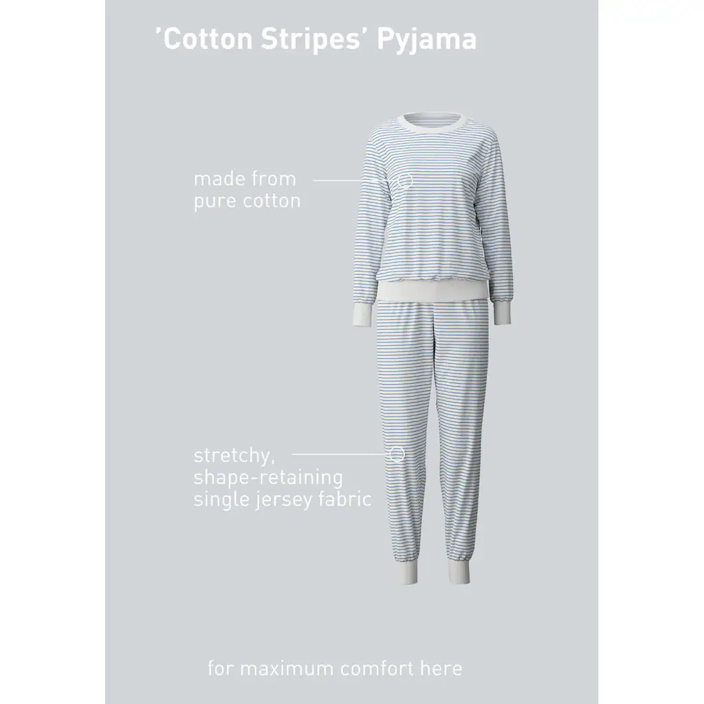 CALIDA Pyjama »Cotton Stripes« (2 Tlg.) Mit Weichen Rippbündchen An Den Abschlüssen Online Bestellen