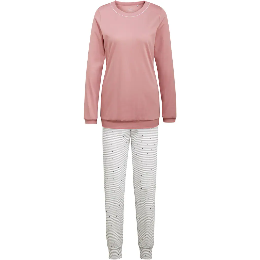 CALIDA Schlafanzug »Sweet Dreams« (2 Tlg.) Bündchen-Pyjama Feine Streifen Und Kleine Blümchen Auf Der Hose Online Kaufen