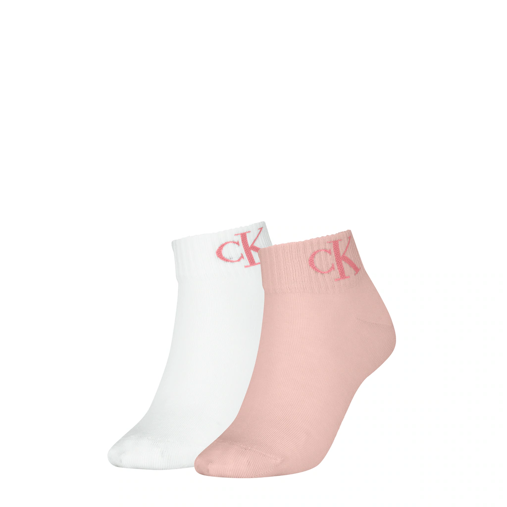 Calvin Klein Jeans Kurzsocken »CKJ WOMEN QUARTER 2P MONOGRAM« (2 Paar 2 Paar) mit Logostickerei