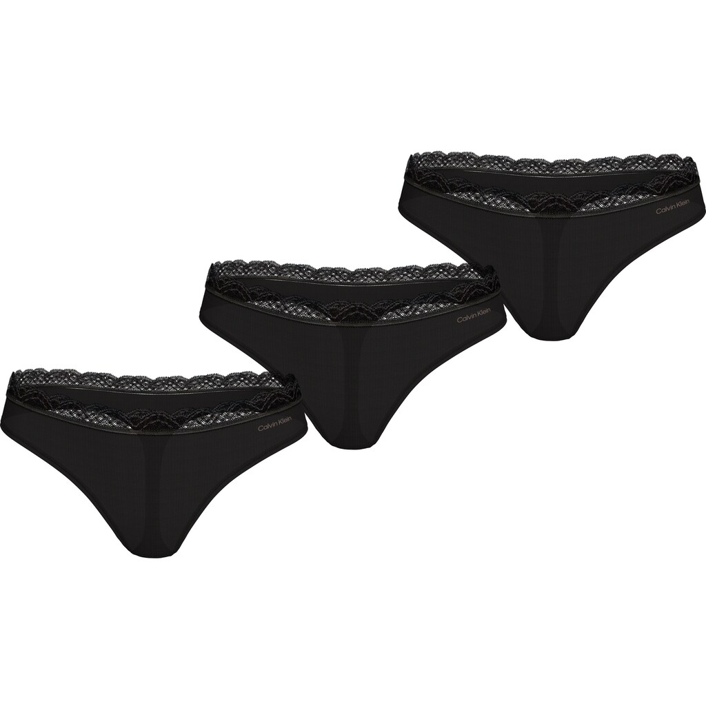 Calvin Klein Underwear String »THONG 3PK« (Packung 3 St. 3er-Pack) mit Spitze am Bund online bestellen