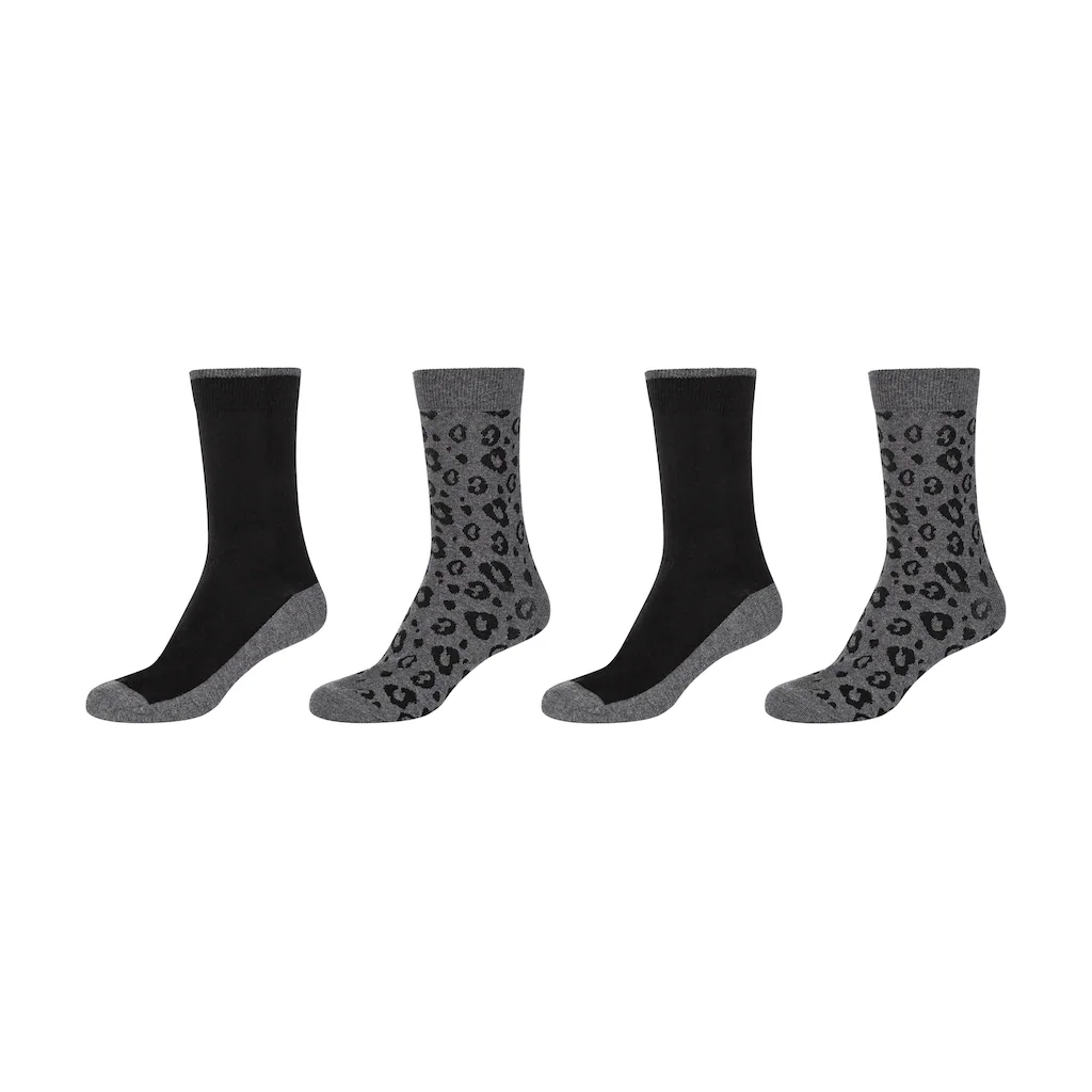 Camano Socken »ca-soft« (4er Pack) Leopard Socks Piqué-Bund verstärkte Ferse und Spitze ▷ für