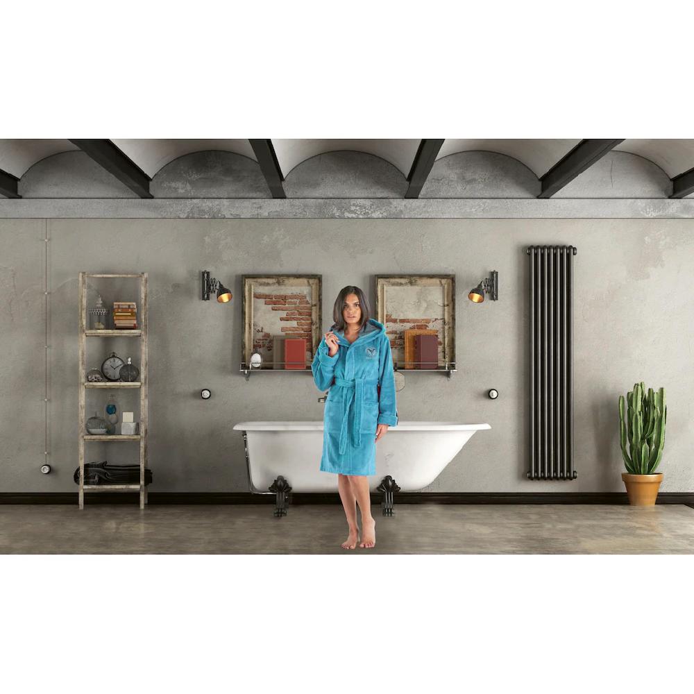 CARLO COLUCCI Damenbademantel »Como Ideal Für Sauna & Spa Hotelbademantel Morgenmantel« (1 St.) Mit Kontrastfarbenem Kragen