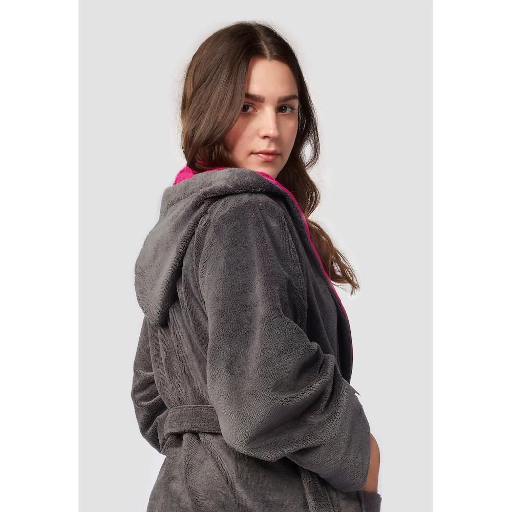 Chiemsee Damenbademantel »Nazare Ideal Für Sauna & Spa Hotelbademantel Morgenmantel« (1 St.) Aus Kuschelweichem Velours Und Saugstarkem Frottier