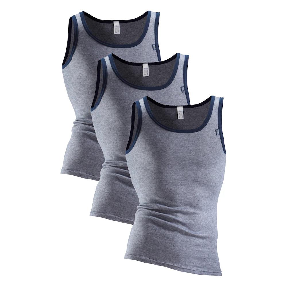 Clipper Exclusive Unterhemd »Tanktop Für Herren« (3 St.) Modische Optik: Jeans Meliert Tolle Baumwoll-Qualität Online Bestellen
