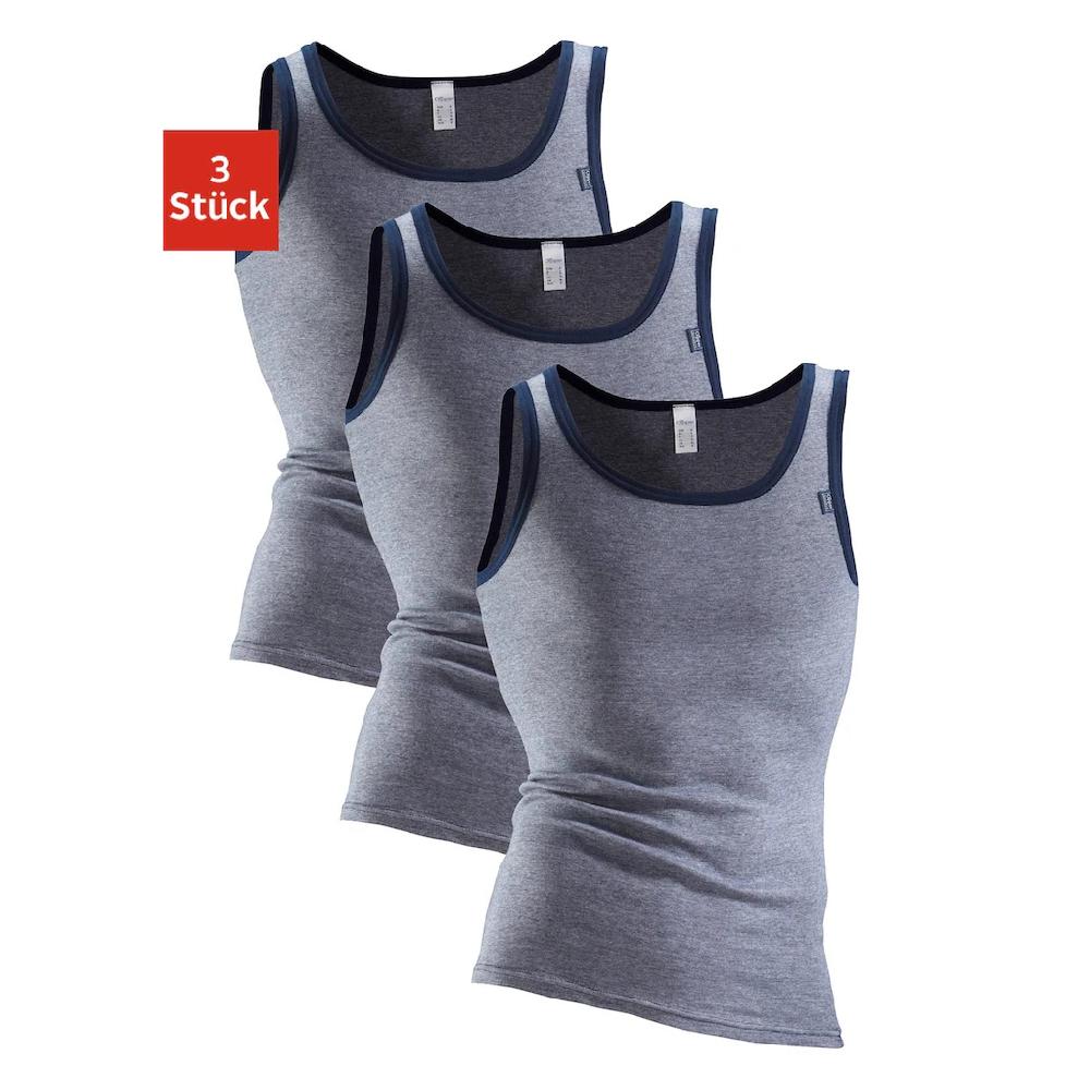 Clipper Exclusive Unterhemd »Tanktop für Herren« (3 St.) modische Optik: Jeans meliert tolle Baumwoll-Qualität online bestellen