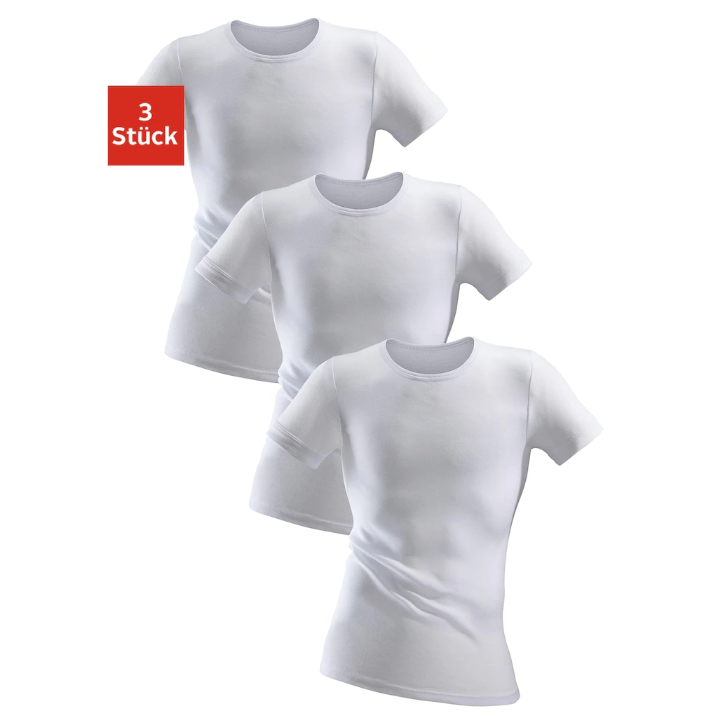 Clipper Unterziehshirt (3 St.) schlichtes Basic für jeden Tag - in Feinripp Unterziehshirt T-Shirt online bestellen