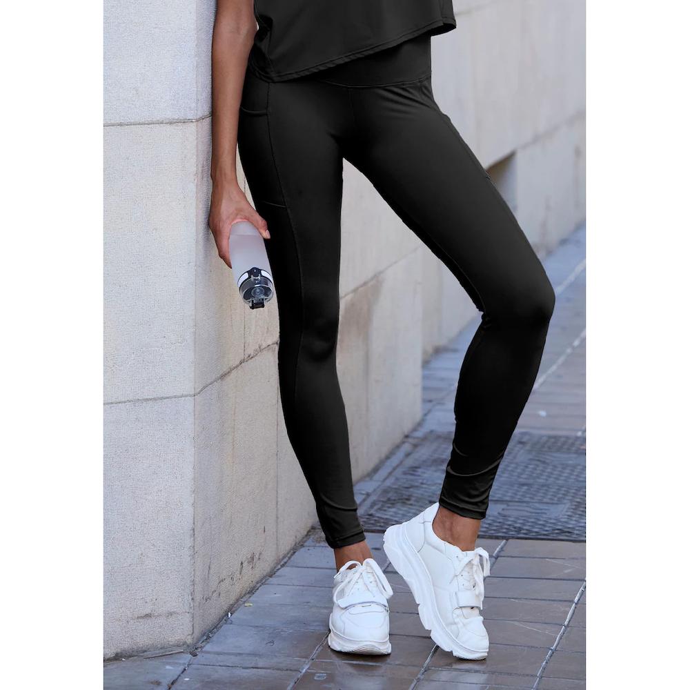 Copenhagen Studios Funktionsleggings mit Mesh-Einsatz und Handytasche am Bein