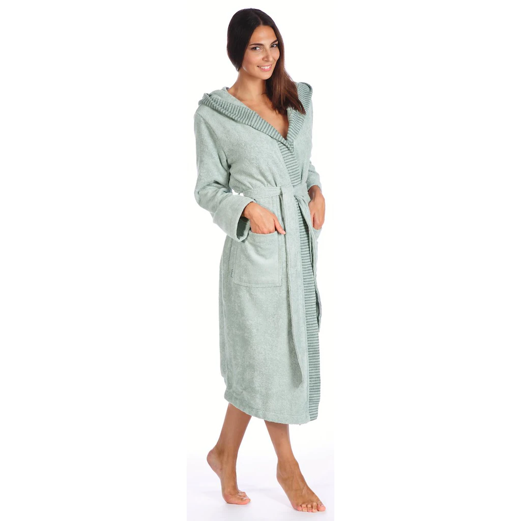 Egeria Damenbademantel »Benny ideal für Sauna & Spa Hotelbademantel Morgenmantel« (1 St.) mit Streifenbordüre