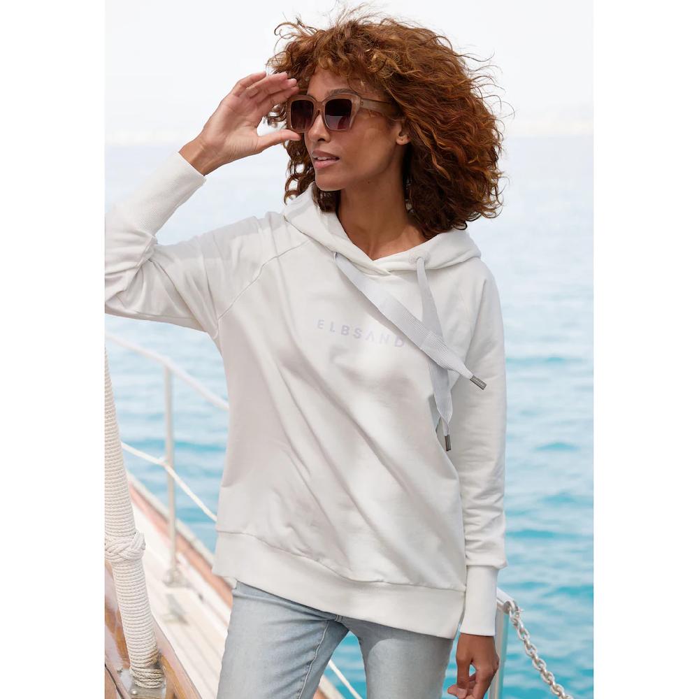 Elbsand Kapuzensweatshirt »Svana« mit Logoprint bequemer Hoodie seitliche Schlitze