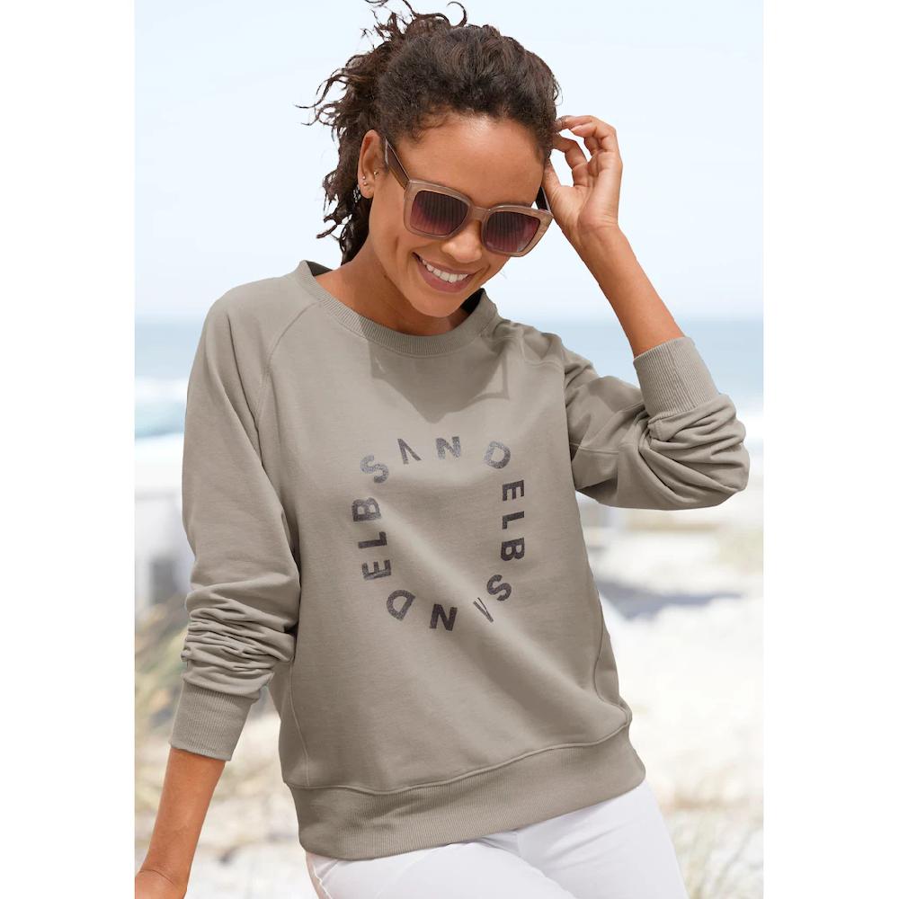 Elbsand Sweatshirt mit Frontprint Rundhalsausschnitt Printpullover casual-sportlich