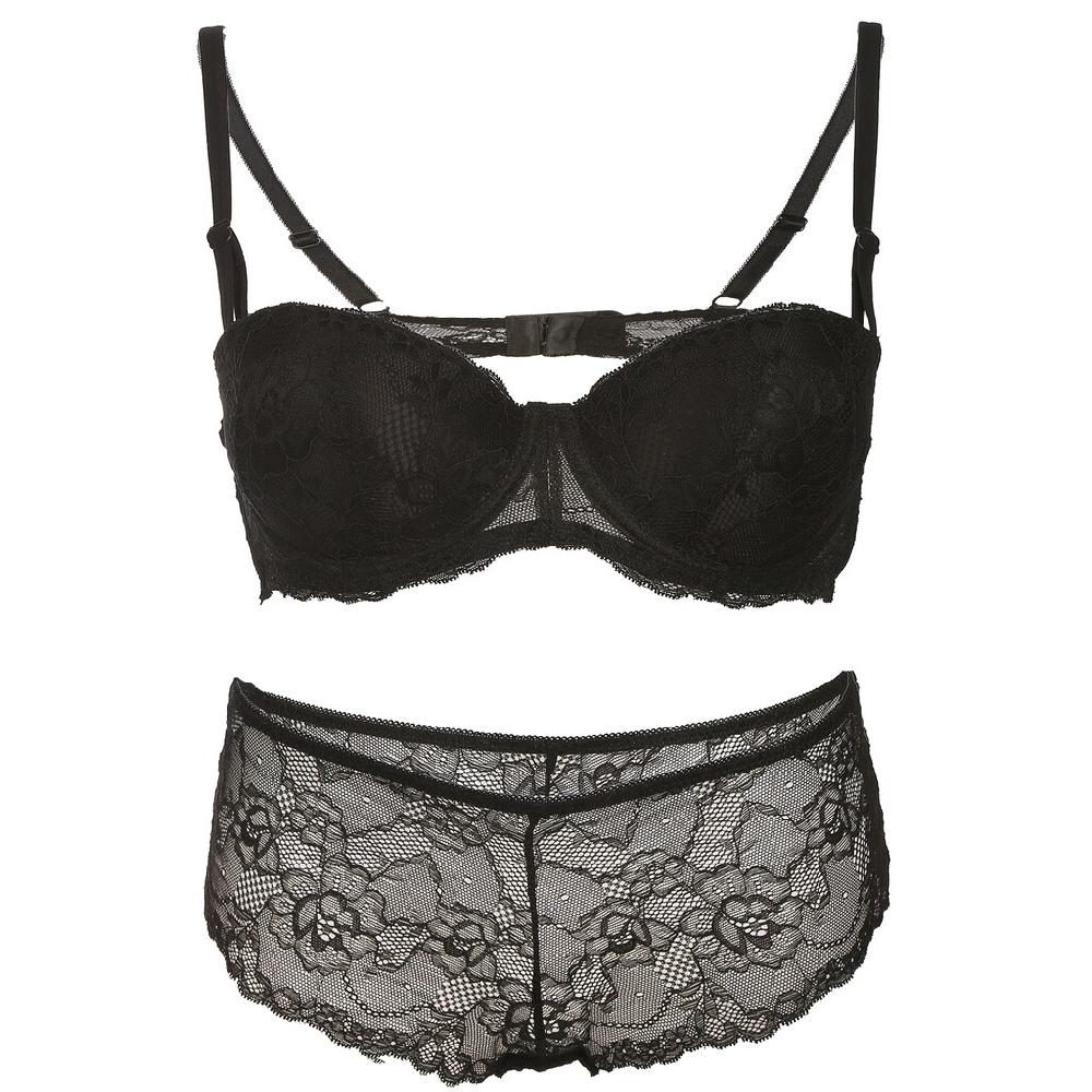 Family Trends Set: Push-up-BH (mit Hüftslip) mit Push Up-BH und Slip ▷ für