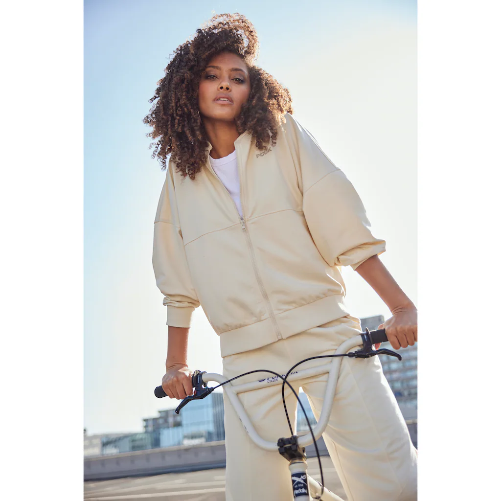 FCUK Sweatjacke Mit Kragen Und Durchgehenden Reißverschluss