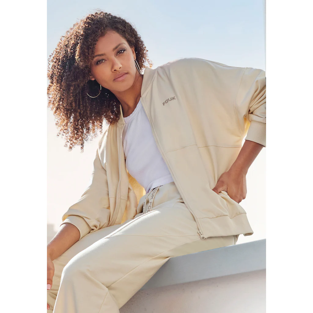 FCUK Sweatjacke mit Kragen und durchgehenden Reißverschluss