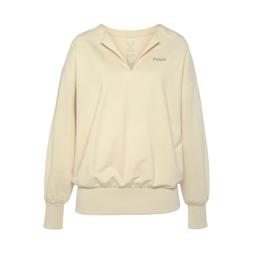 FCUK Sweatshirt (1 Tlg.) Sweatshirt Mit V-Ausschnitt Und Großen Rückenprint Loungeanzug