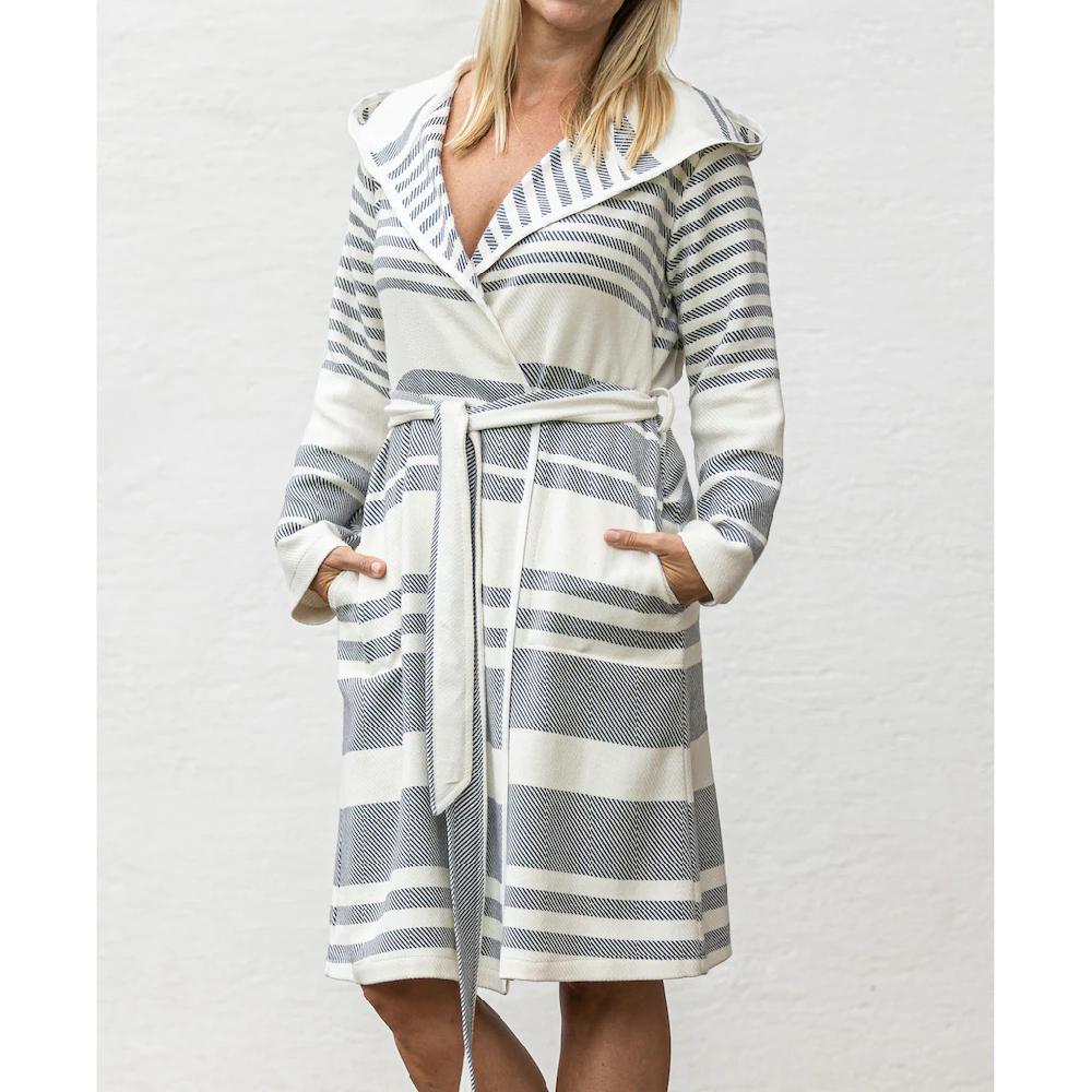Framsohn Frottier Damenbademantel »Boho Living Hamam Bademantel« (Packung 1 St.) Trendige Streifenoptik Reise Sauna Strand