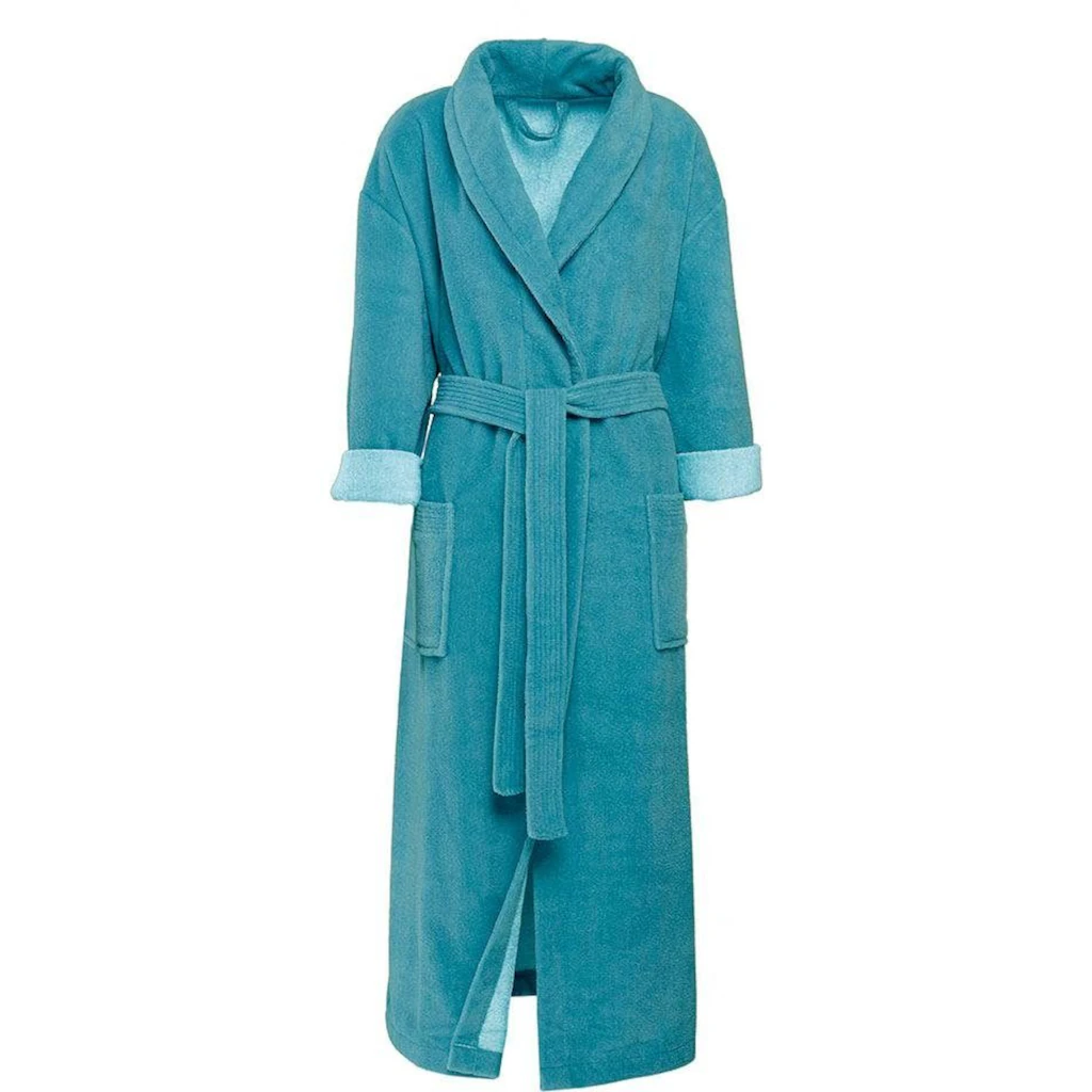 Gözze Unisex-Bademantel »Turin ideal für Sauna & Spa Hotelbademantel Morgenmantel« (1 St.) für Damen & Herren mit Gürtel und zwei aufgesetzten Taschen lang