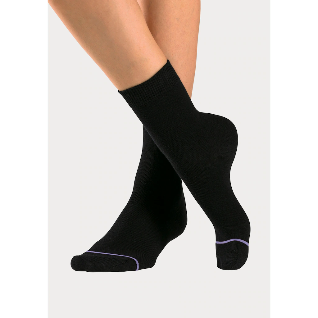 H.I.S Basicsocken (Packung 7 Paar) Mit Eingestrickter Farbiger Spitzennaht