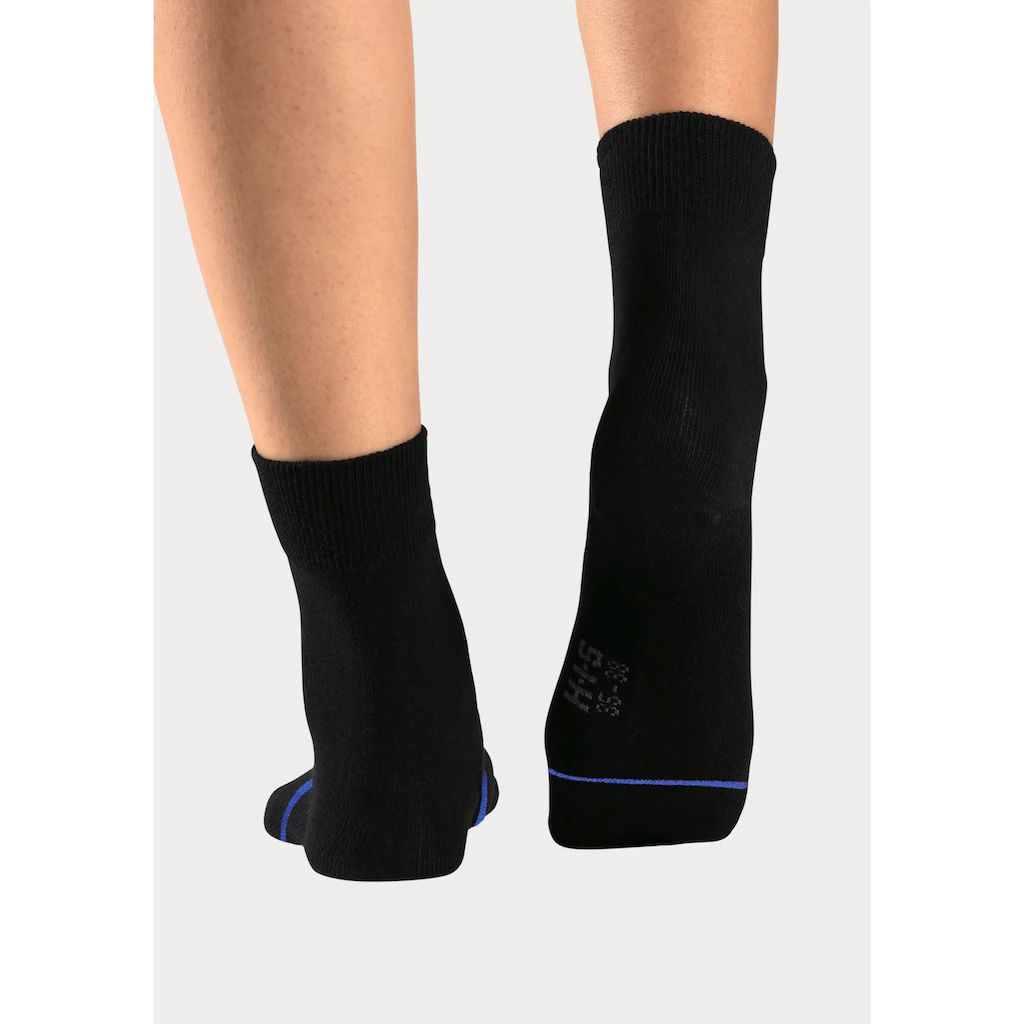 H.I.S Basicsocken (Packung 7 Paar) Mit Eingestrickter Farbiger Spitzennaht