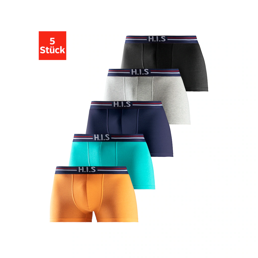 H.I.S Boxer »Boxershorts für Herren« (Packung 5 St.) mit Streifen und Markenlogo im Bund ▷ für