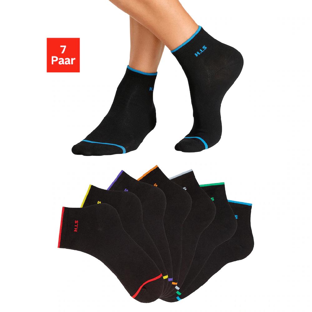 H.I.S Kurzsocken (Packung 7 Paar) mit farbigen Bündchen online kaufen