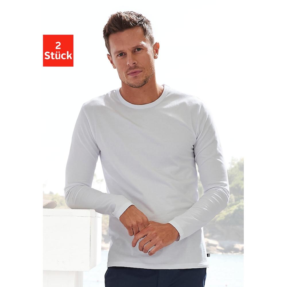 H.I.S Langarmshirt (Packung 2er-Pack) Doppelpack Unterziehshirt Aus Baumwoll-Mix