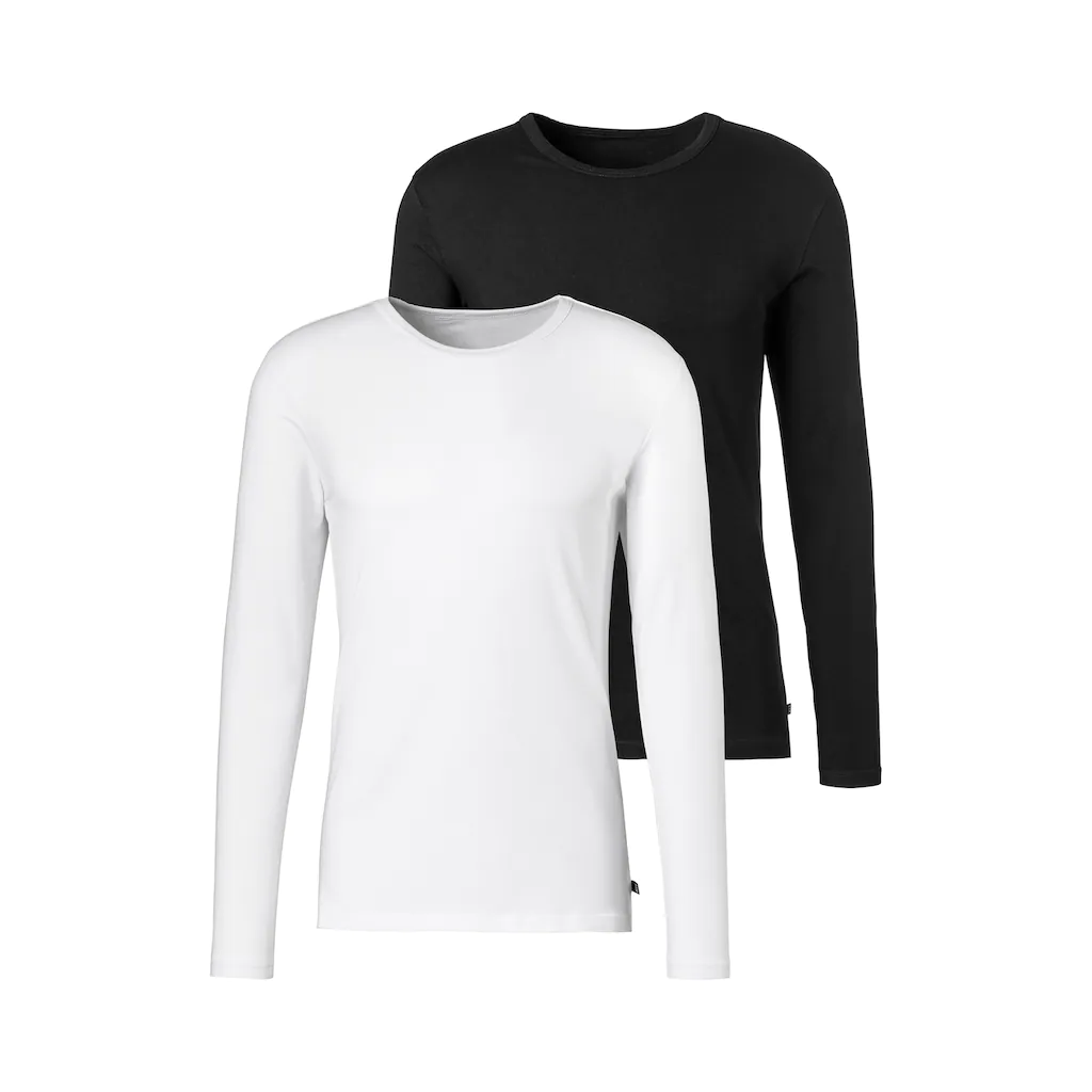 H.I.S Langarmshirt (Packung 2er-Pack) Doppelpack Unterziehshirt aus Baumwoll-Mix