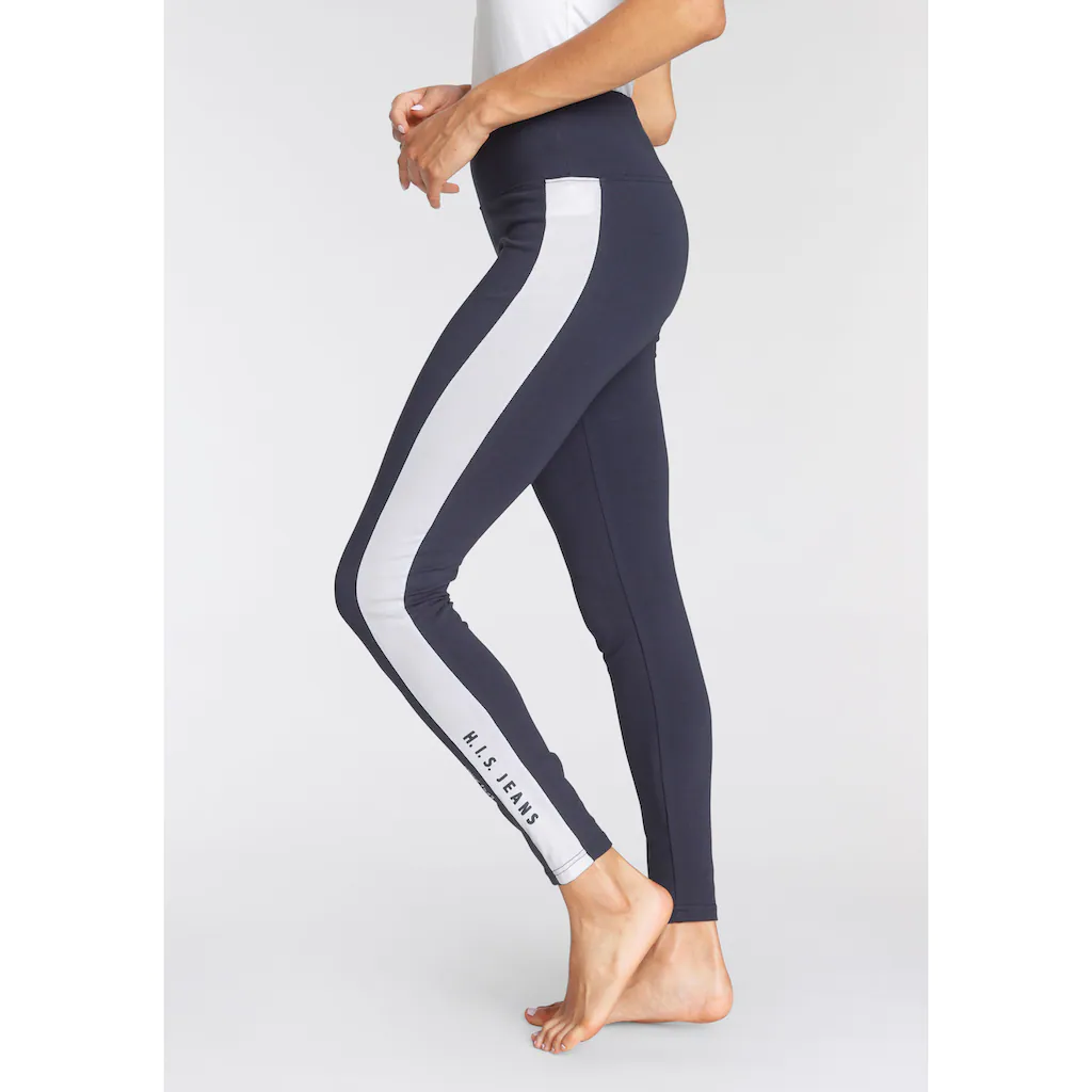 H.I.S Leggings mit weißem Seitenstreifen und Logodruck