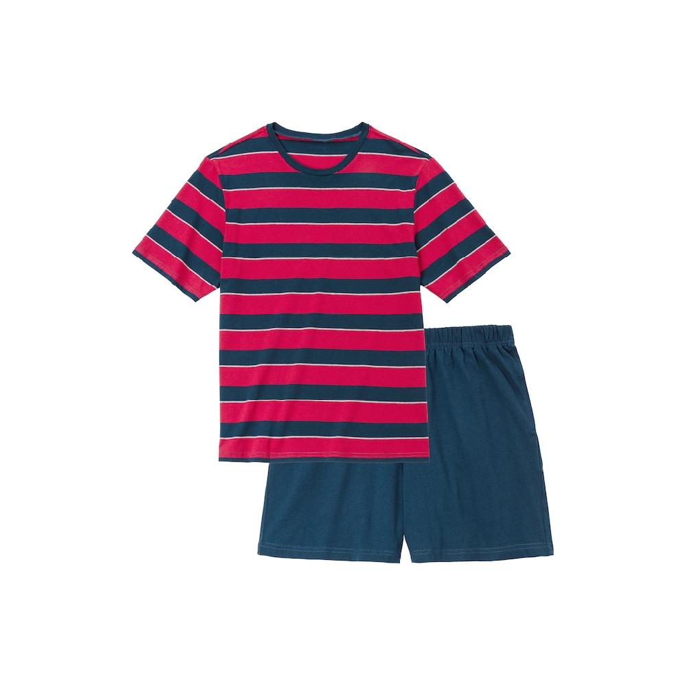 H.I.S Pyjama (2 Tlg. 1 Stück) Schlafanzug Mit Aufwendig Gestreiftem Oberteil