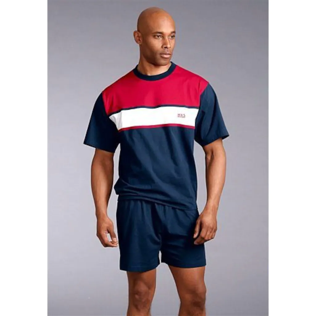 H.I.S Pyjama (2 tlg. 1 Stück) Schlafanzug mit breitem Streifen