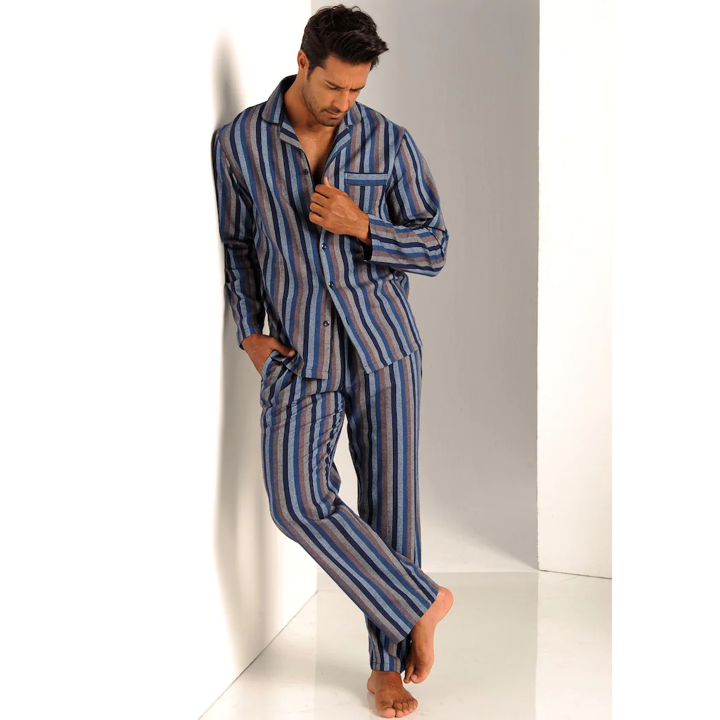 H.I.S Pyjama (2 Tlg. 1 Stück) Weich Aus Flanell Im Streifendesign Kaufen