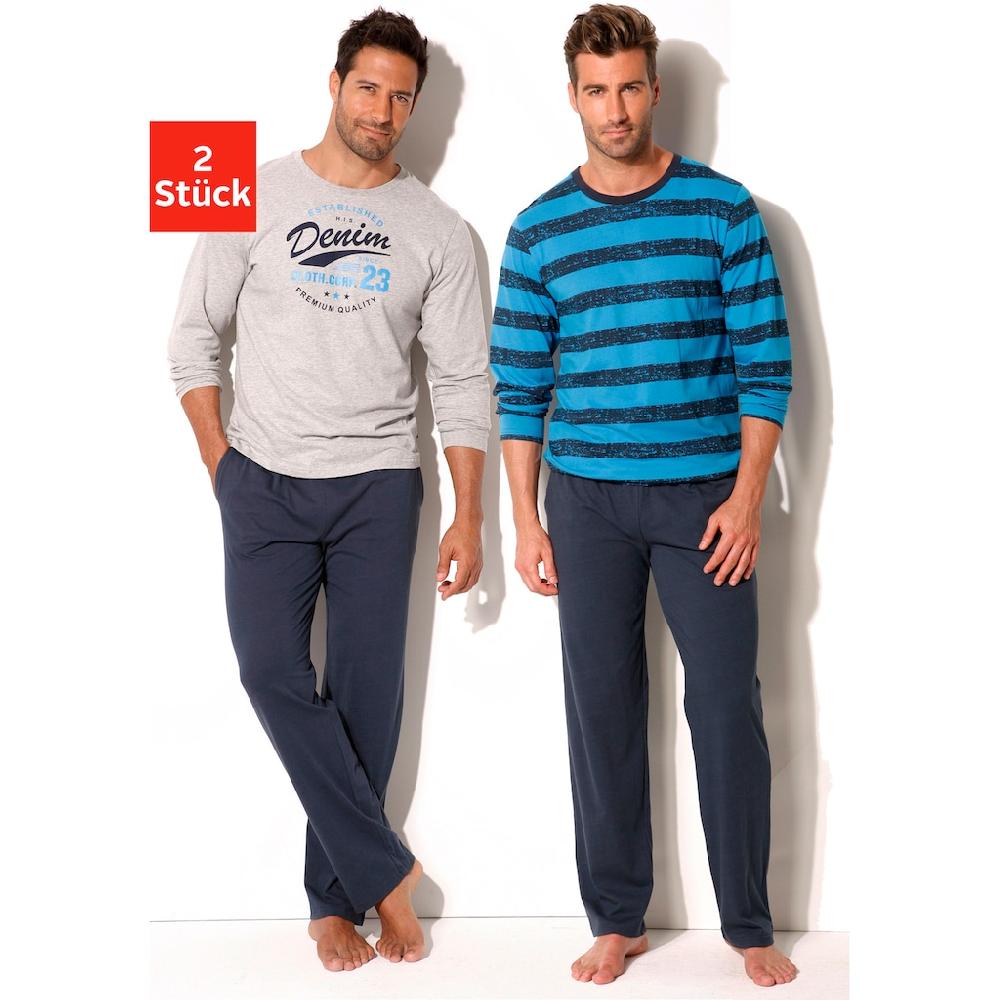 H.I.S Pyjama (Packung 4 tlg. 2 Stück) Schlafanzug mit unterschiedlichem Design