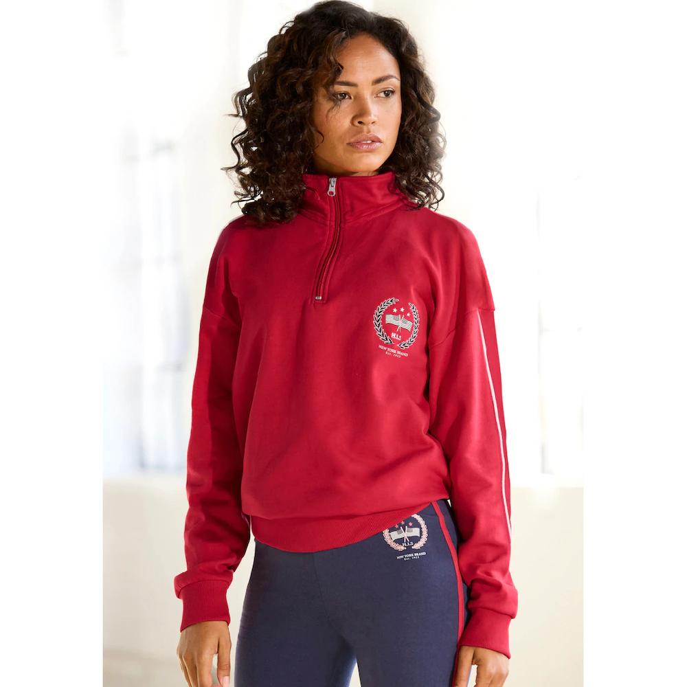 H.I.S Sweatshirt mit Troyerkragen und Stickerei Loungeanzug