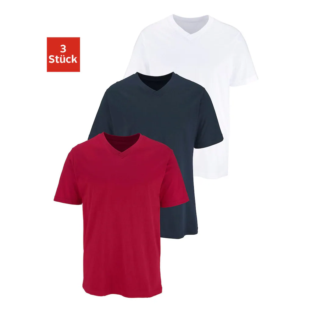 H.I.S T-Shirt (Packung 3 tlg.) mit V-Ausschnitt aus Baumwolle Unterhemd T-Shirt