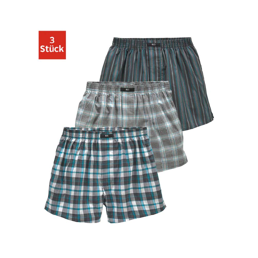 H.I.S Webboxer (Packung 3 St.) bequeme Passform mit trendigen Karo- oder Streifendesign bestellen