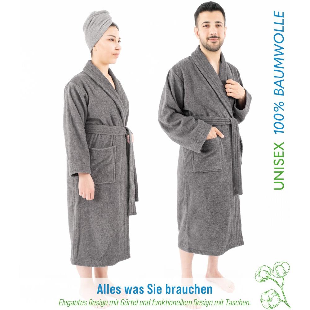 HAMMETEX Bademantel »Bademantel 100% Baumwolle Unisex 400 GSM Weich & Saugfähig« (Packung) Ideal Für Sauna & Spa Hotelbademantel Morgenmantel