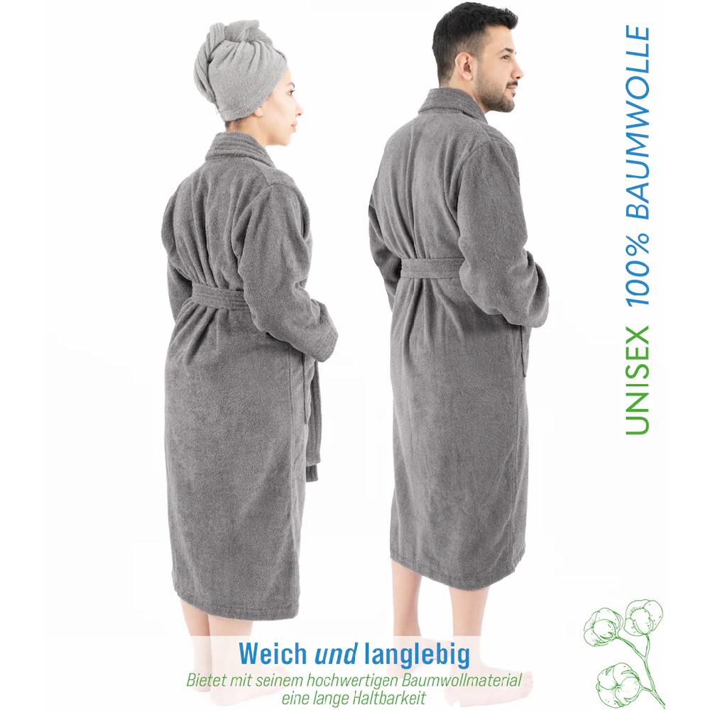 HAMMETEX Bademantel »Bademantel 100% Baumwolle Unisex 400 GSM Weich & Saugfähig« (Packung) Ideal Für Sauna & Spa Hotelbademantel Morgenmantel
