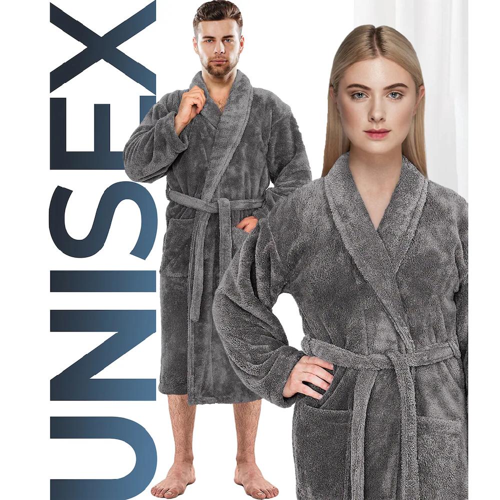 HAMMETEX Bademantel »Bademantel Unisex Ultraweicher & Flauschiger Fleecemantel« (Packung) Ideal Für Sauna & Spa Hotelbademantel Morgenmantel