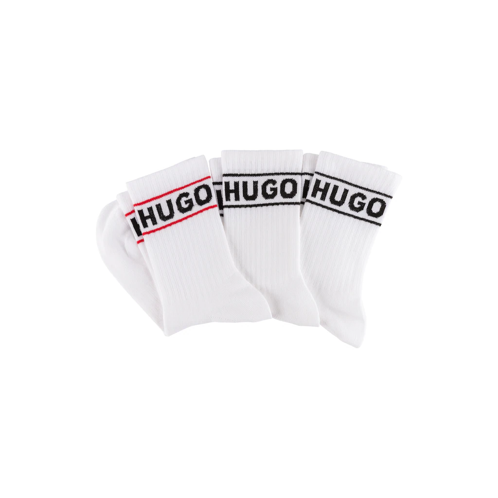 HUGO Underwear Freizeitsocken »3P QSRIB SPORTY CC W« (Packung 3 Paar 3er) Mit Kontrastfarbenem Logodetail