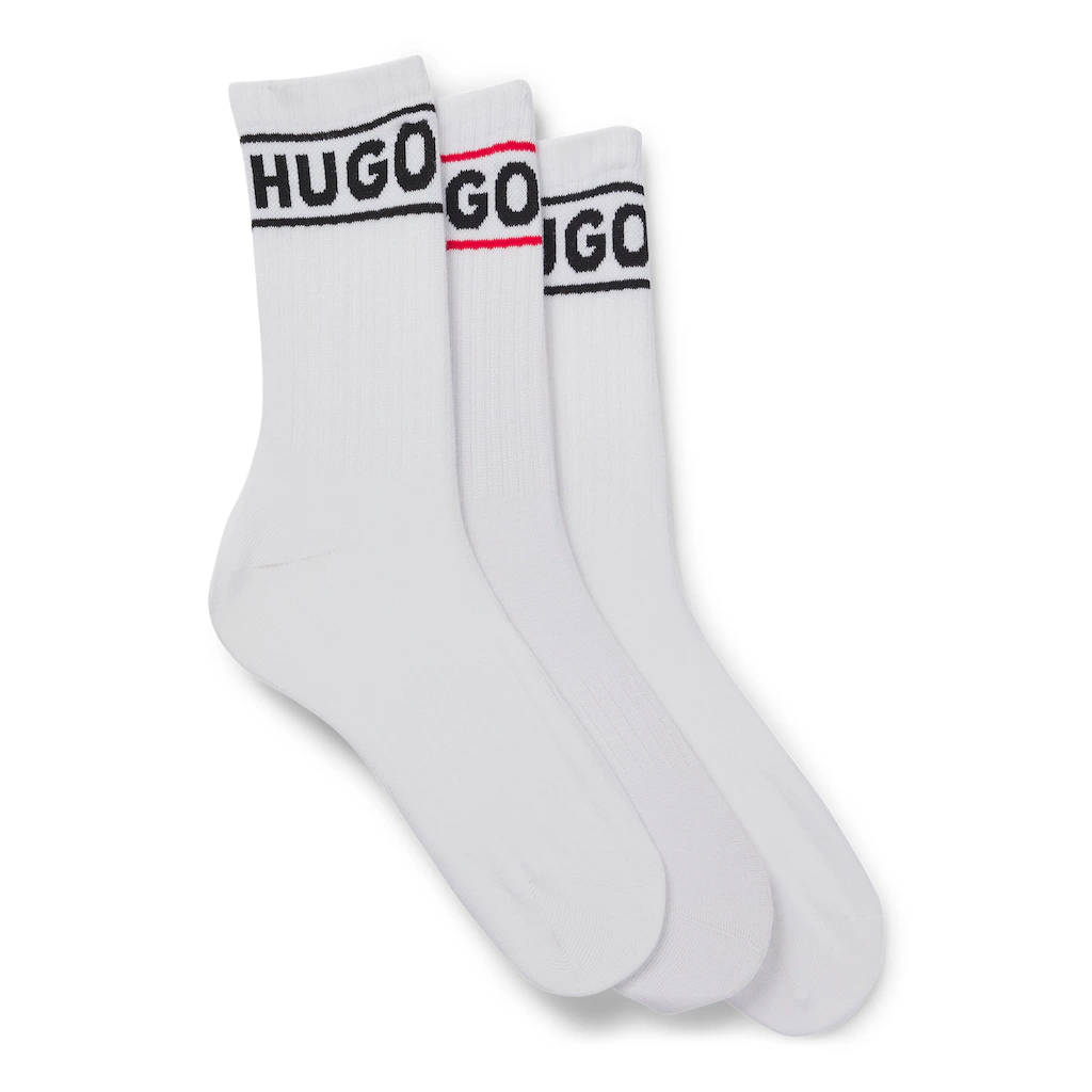 HUGO Underwear Freizeitsocken »3P QSRIB SPORTY CC W« (Packung 3 Paar 3er) mit kontrastfarbenem Logodetail