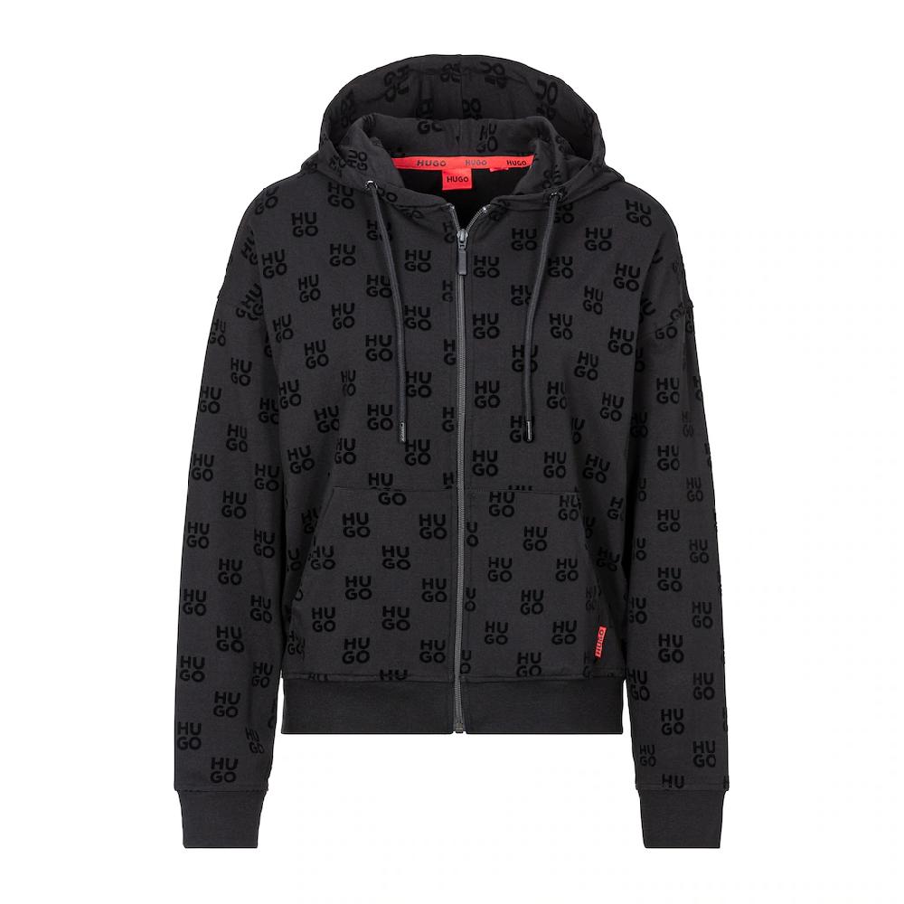HUGO Underwear Kapuzensweatjacke »FLOKKI_HODDED« mit Allover Flock-Print