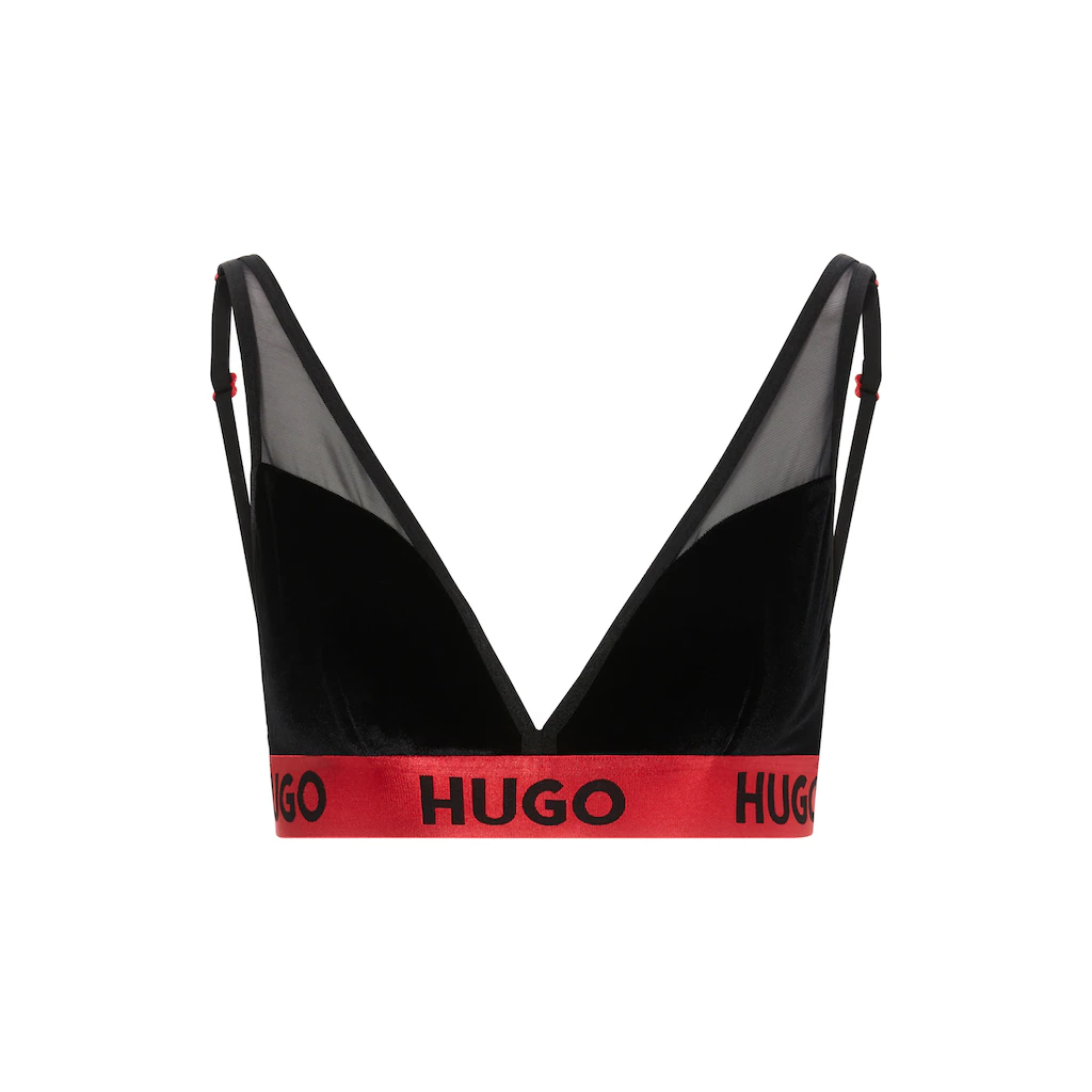 HUGO Underwear Triangel-BH aus Stretch-Samt und Mesh ▷ für