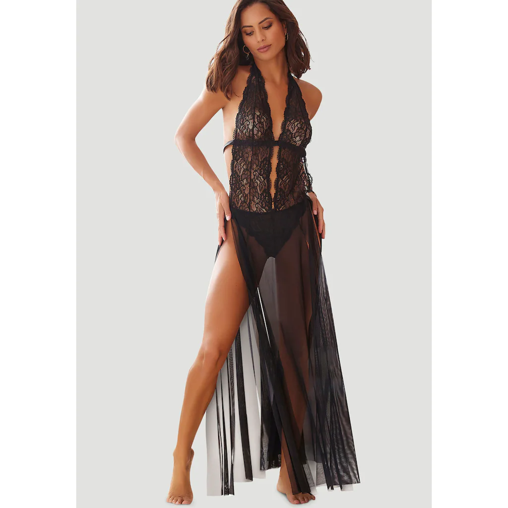 JETTE Negligé in transparenter Optik mit integriertem Slip sexy Dessous Reizwäsche online kaufen