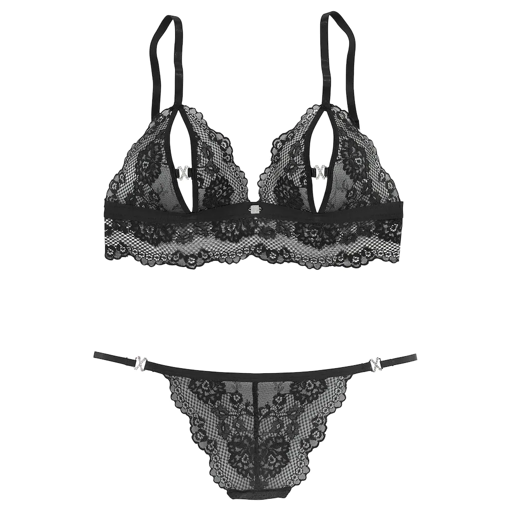 JETTE Set: Bügelloser BH (2 Tlg. Mit Ministring) Mit Verführerischen Cut-Outs Sexy Dessous Reizwäsche ▷ Für