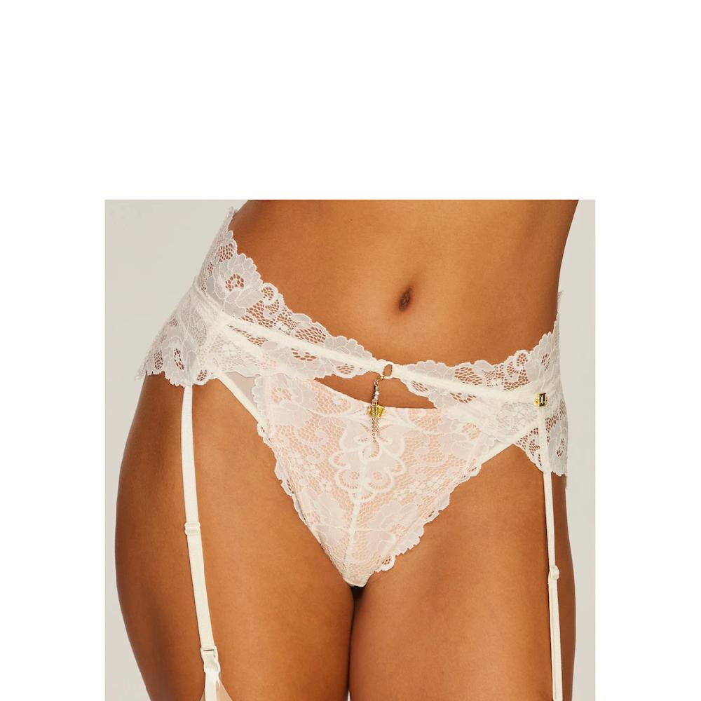 JETTE Strapsgürtel aus floraler Spitze mit extravagantem Glitzeraccessoire sexy Dessous online kaufen