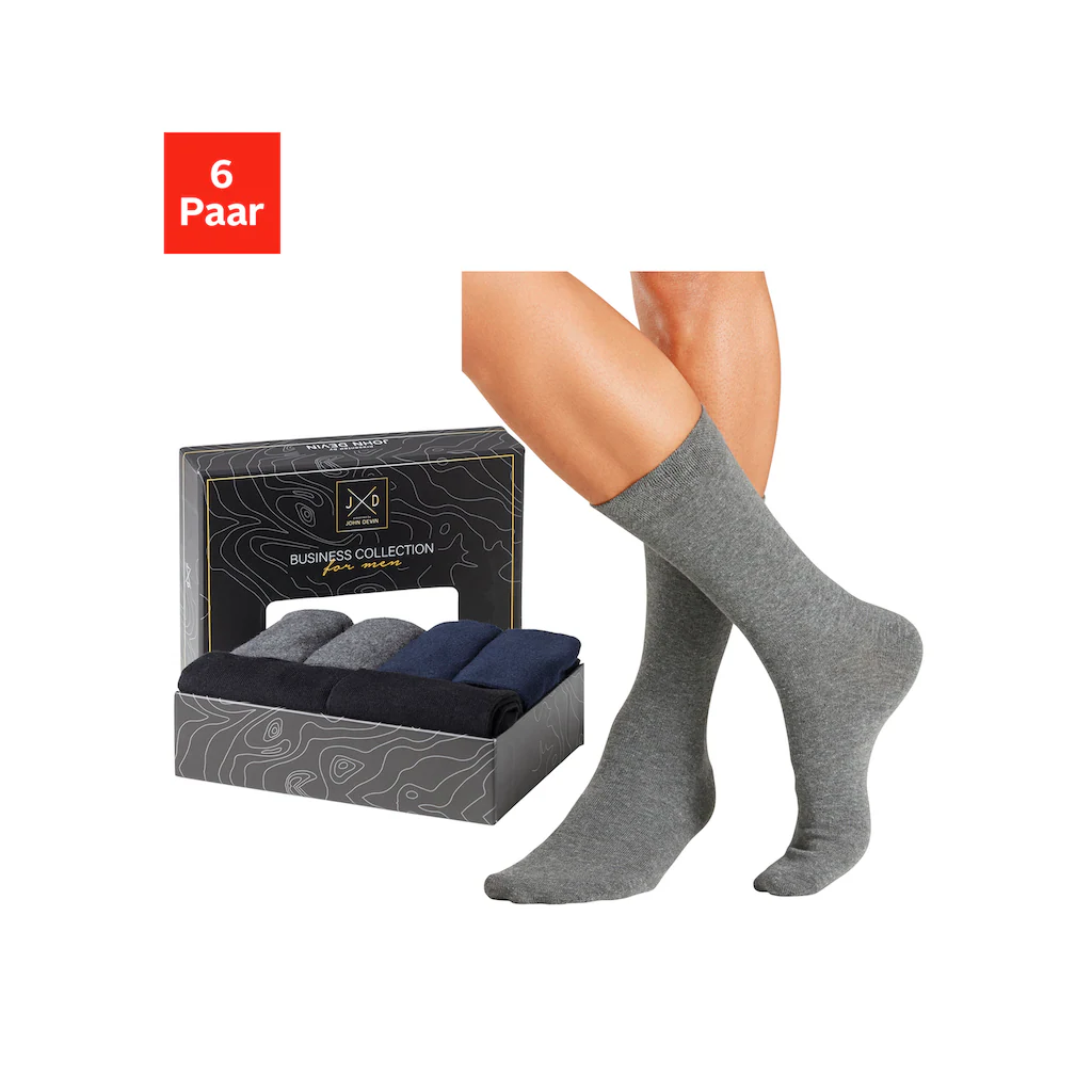 John Devin Businesssocken (Packung 6 Paar) lange Form wertig in Box verpackt bestellen