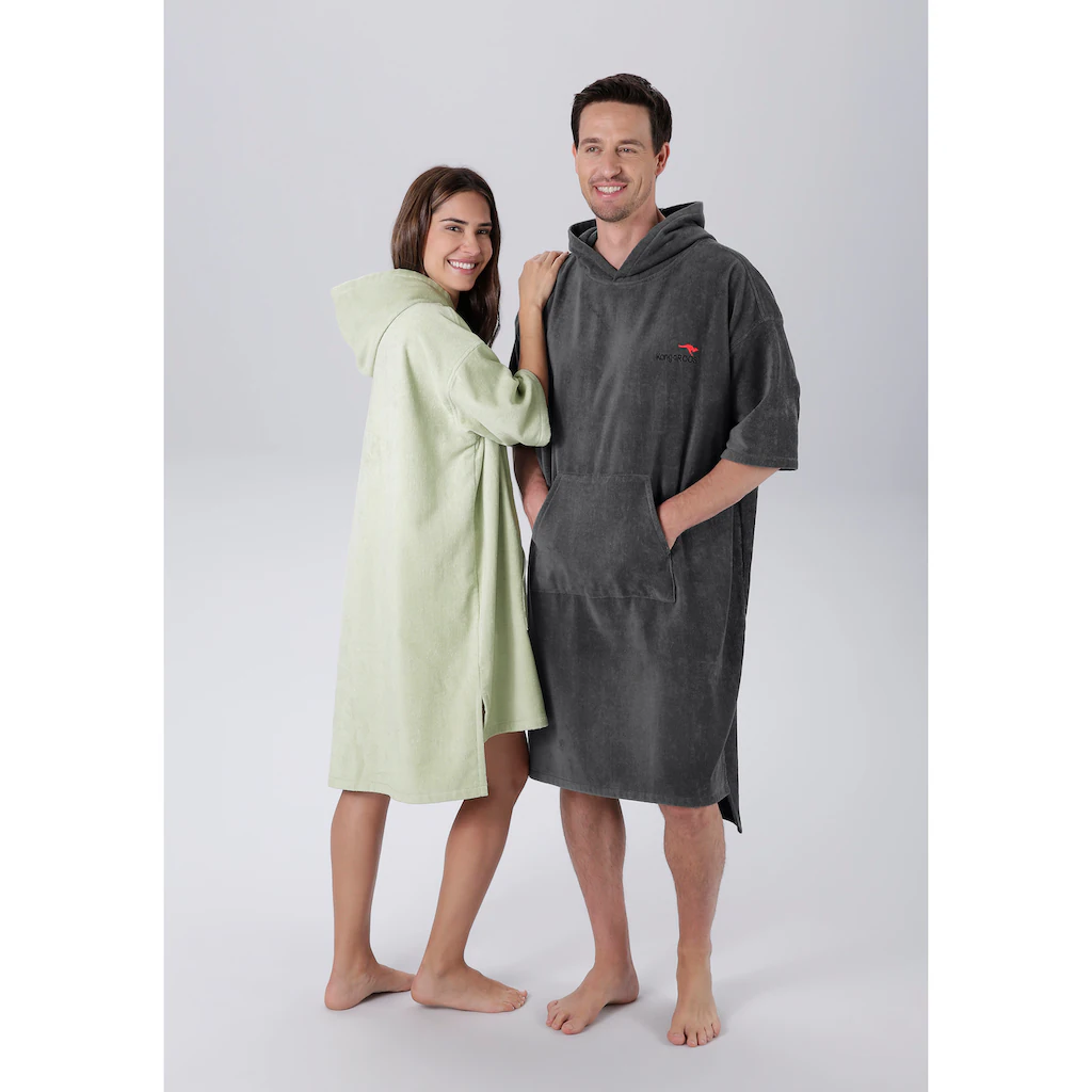 KangaROOS Badeponcho »Summer ideal für Sauna Spa & im Urlaub Damen & Herren« (1 St.) Surfponcho mit Bauchtasche 100% Baumwolle Frottee
