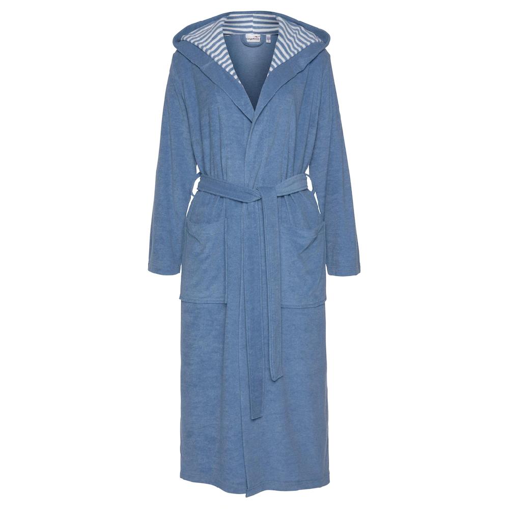 KangaROOS Damenbademantel »Dalia Ideal Für Sauna & Spa Hotelbademantel Morgenmantel« (1 St.) Uni-Farben Und Innen Mit Streifen Bademantel Mit Taschen XS-2XL